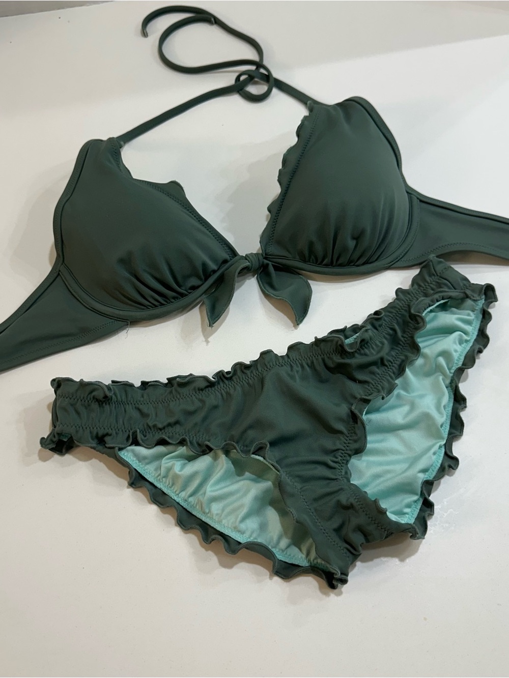 Victorias Secret Ruffle Triangle Bikini Set - Women Swim S